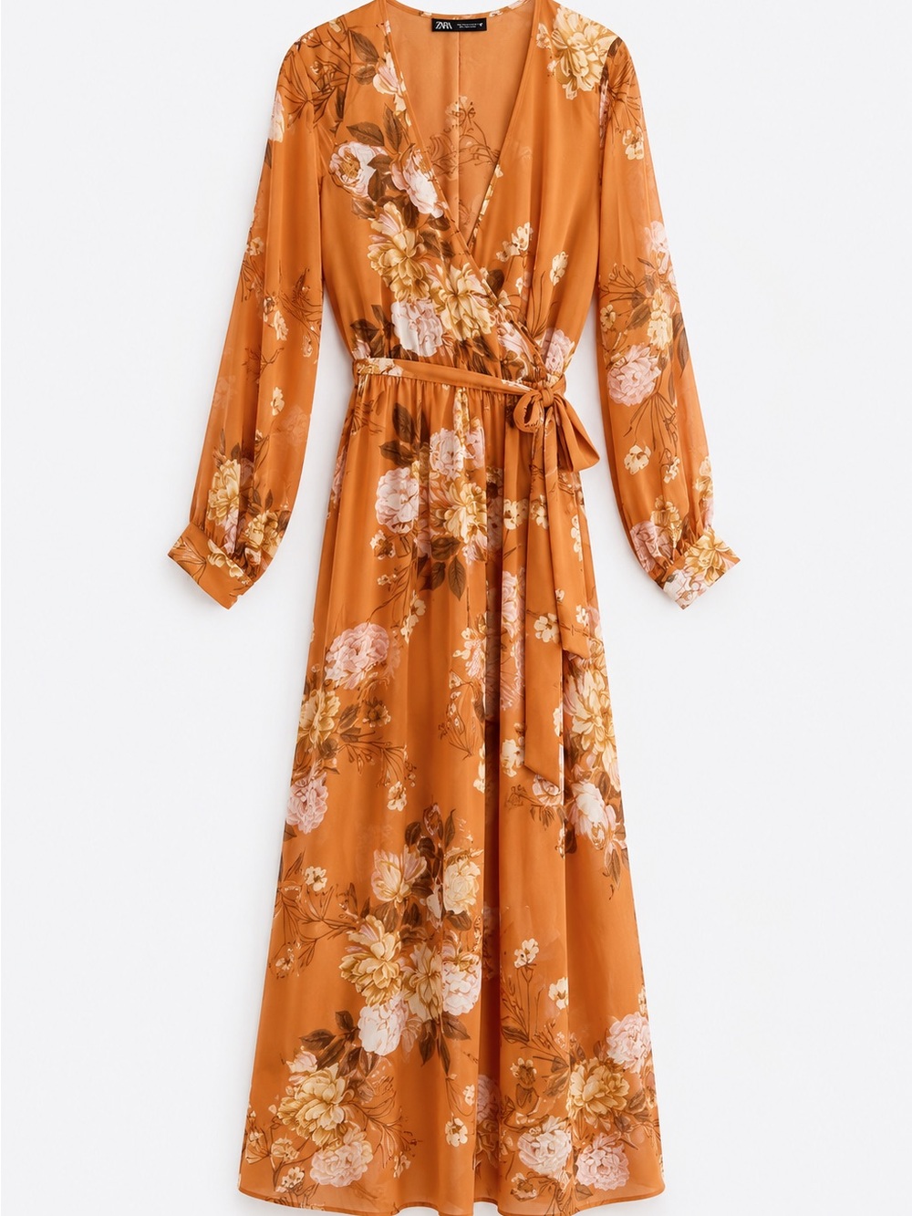 Vici Rust Orange Floral Wrap Maxi Dress